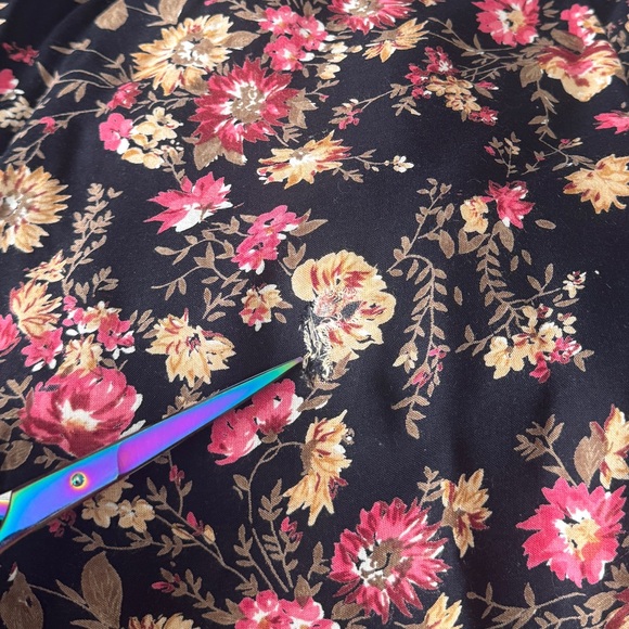 Vintage Cotton Ginny Floral Maxi Skirt Black Pink Midi Cottagecore Button Front - Picture 7 of 9